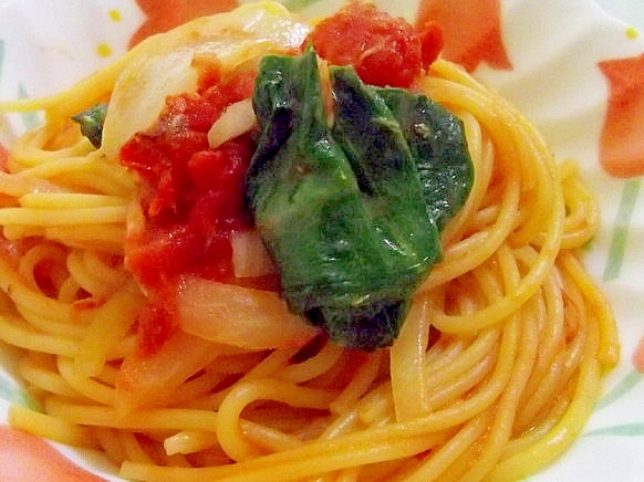 ツナとほうれん草のトマトスパゲティ