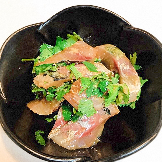 ビールくださーい☆鯵とパクチーの簡単カルパッチョ