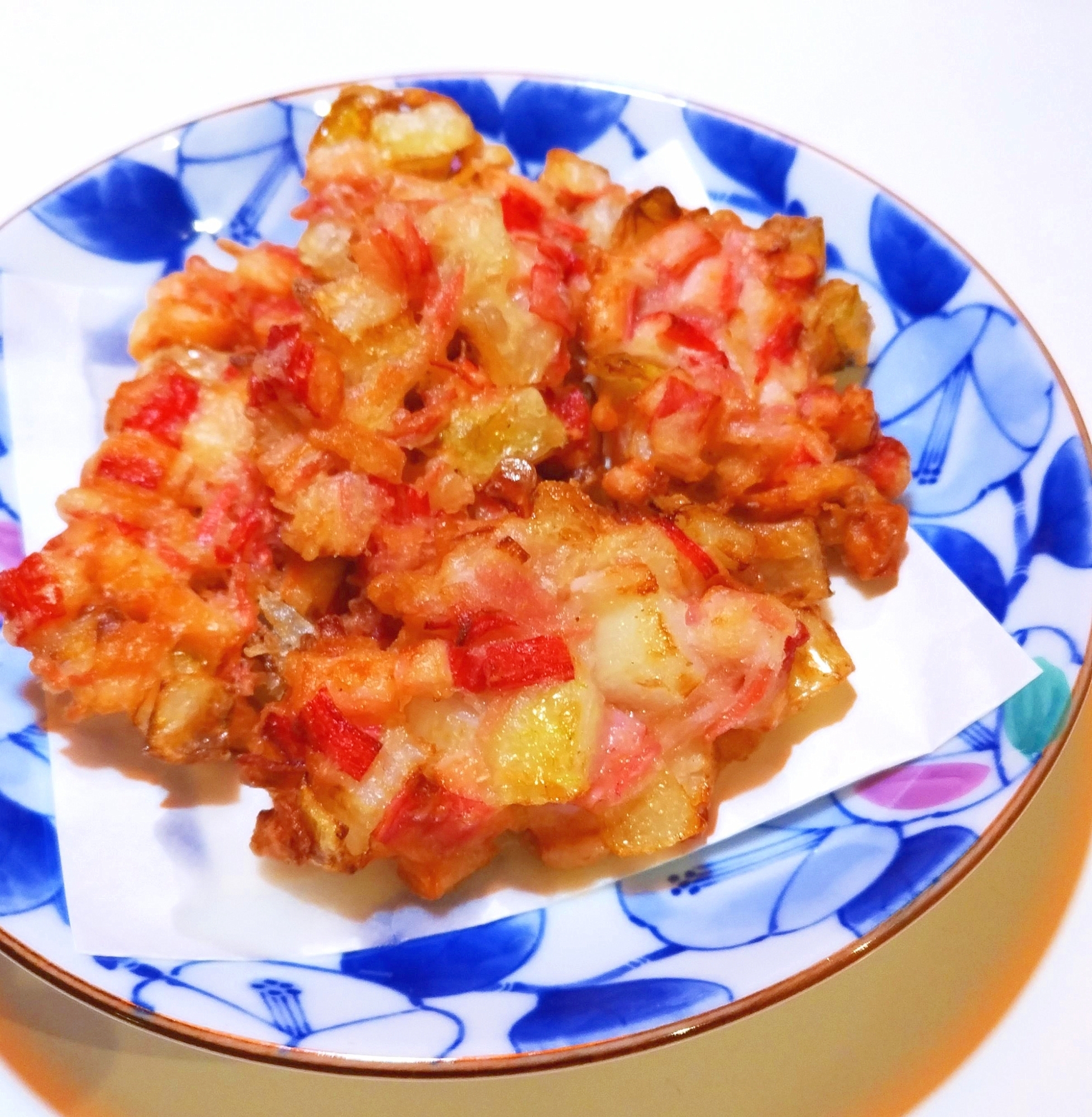 カニカマと紅しょうがのかき揚げ