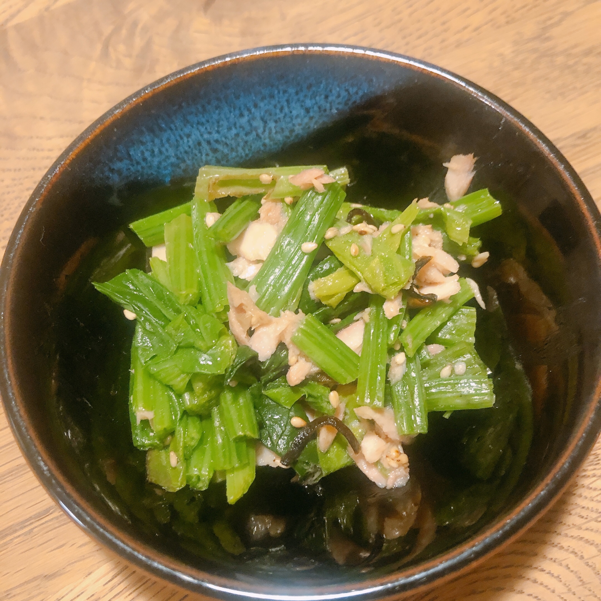 ほうれん草とツナ塩昆布和え