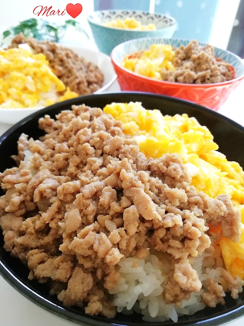 フライパンで簡単！鶏そぼろ卵丼