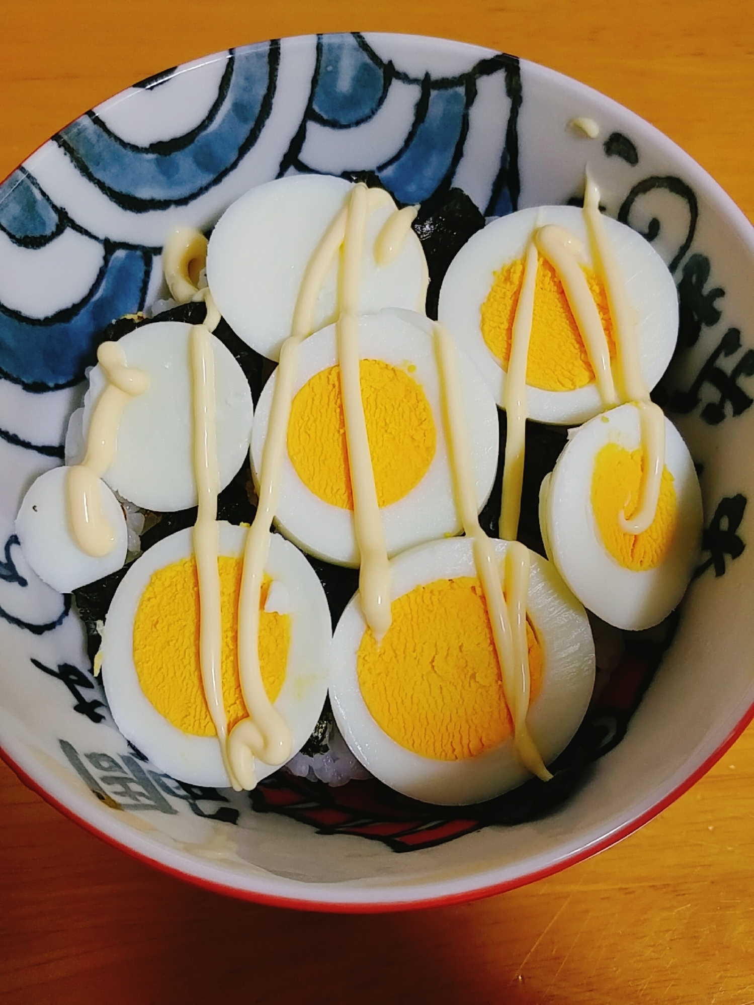 ふりかけ　あじ海苔　ゆで卵マヨ丼