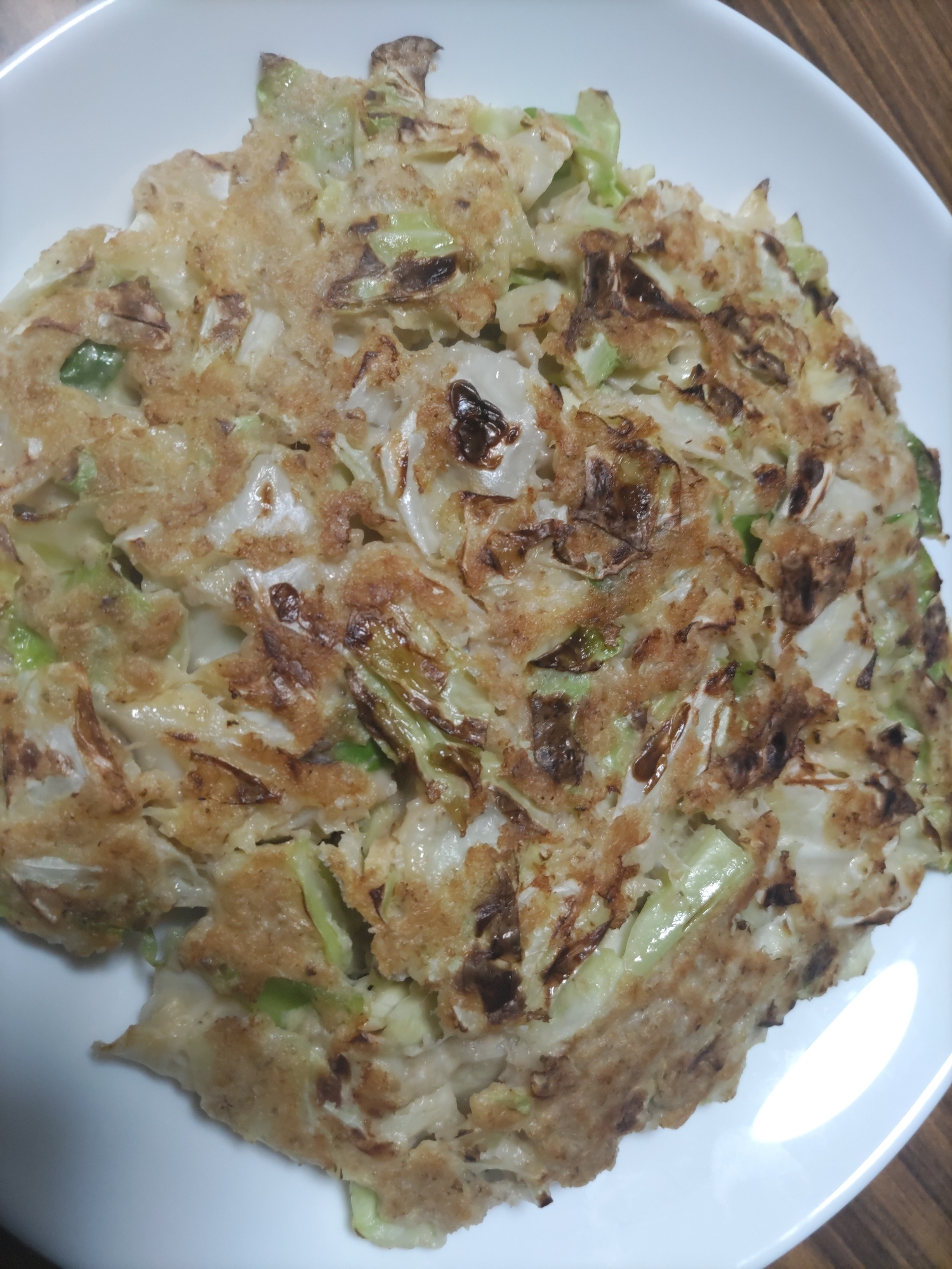 ベーコンチーズ入りオートミールお好み焼き