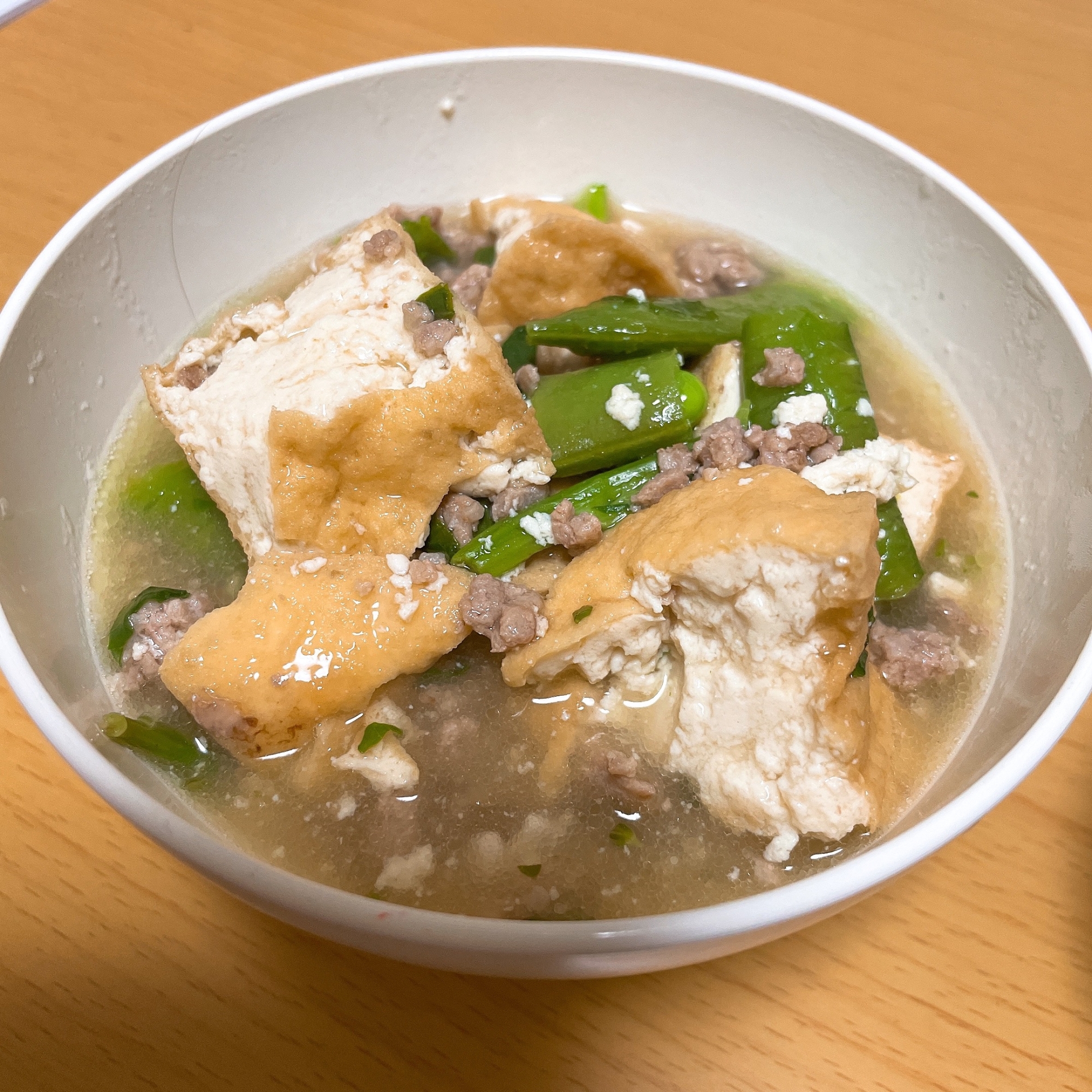 厚揚げとひき肉と余り野菜の煮物