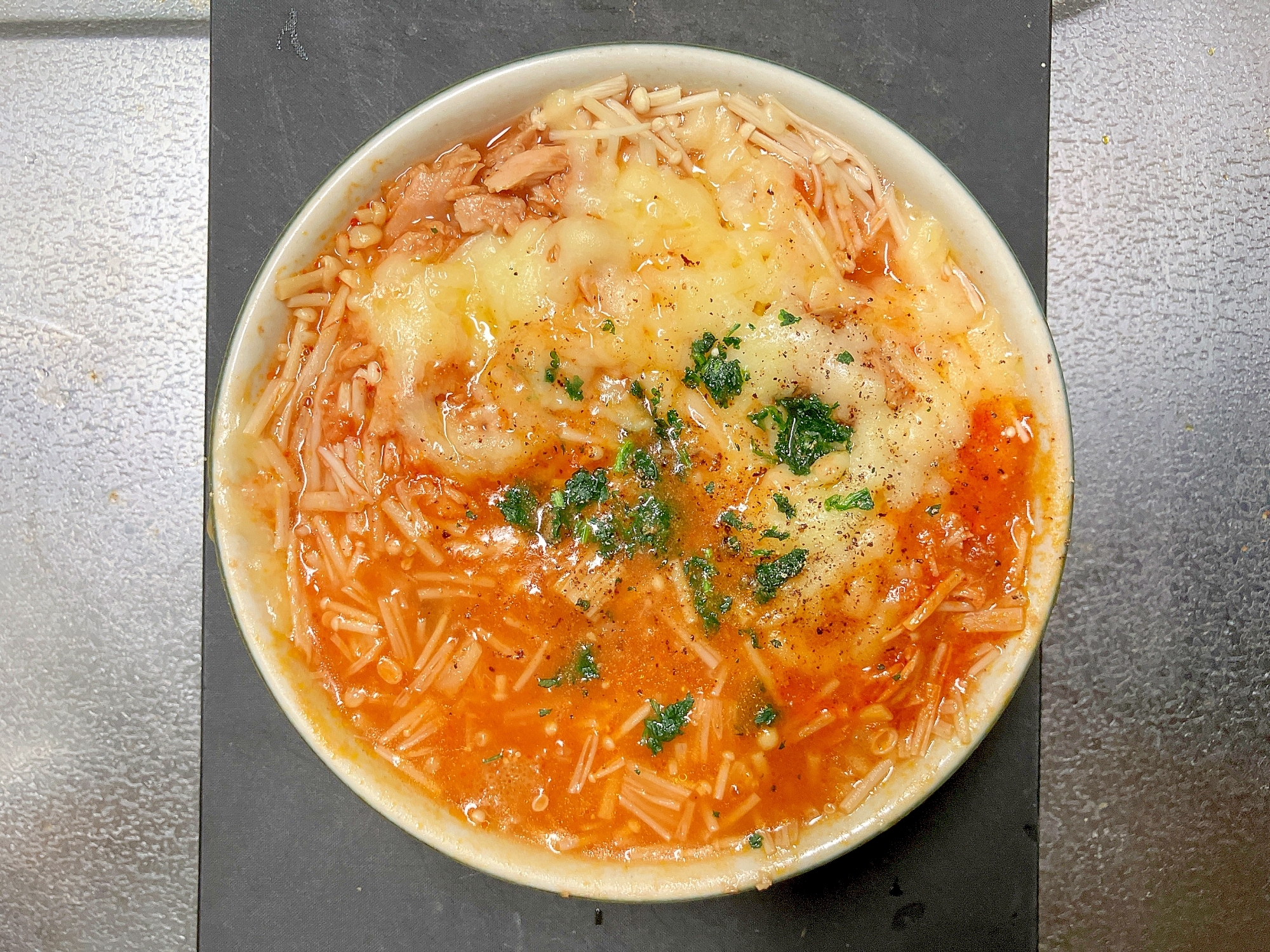 レンチン★えのきとツナのトマトリゾット