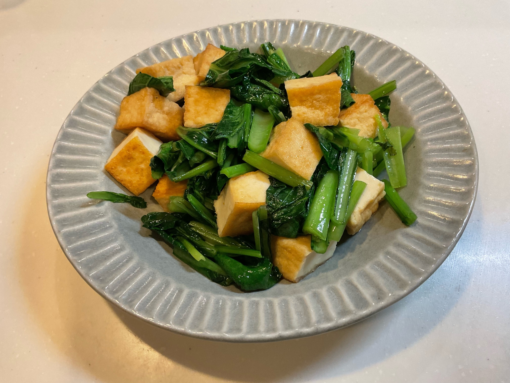 厚揚げと小松菜の白だし炒め！