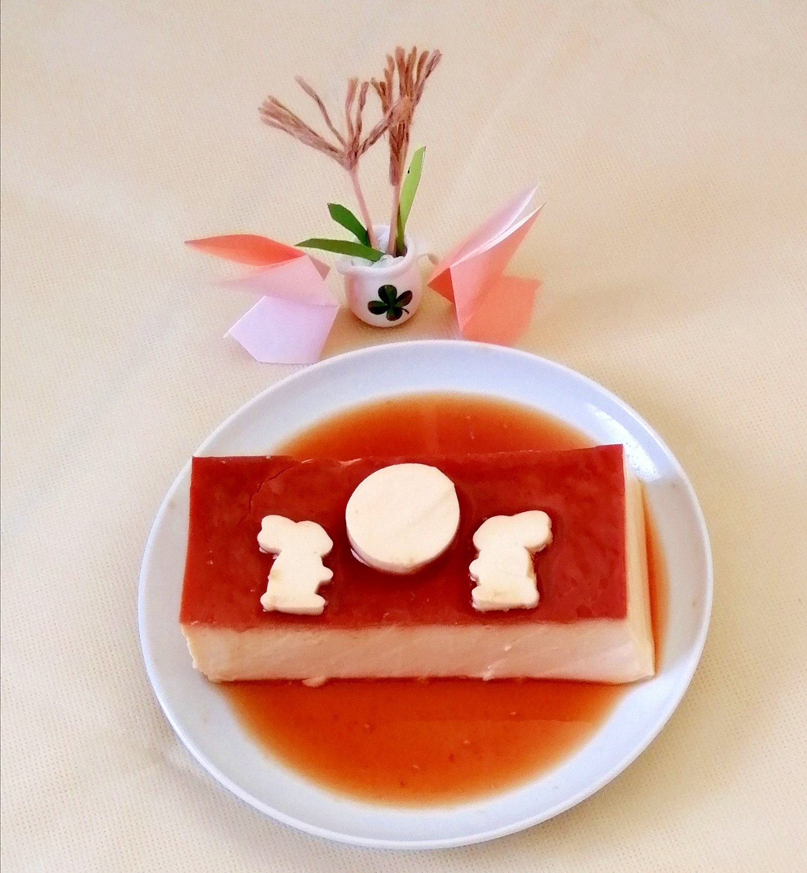 パウンド型に入れてフライパンで蒸す!お月見プリン