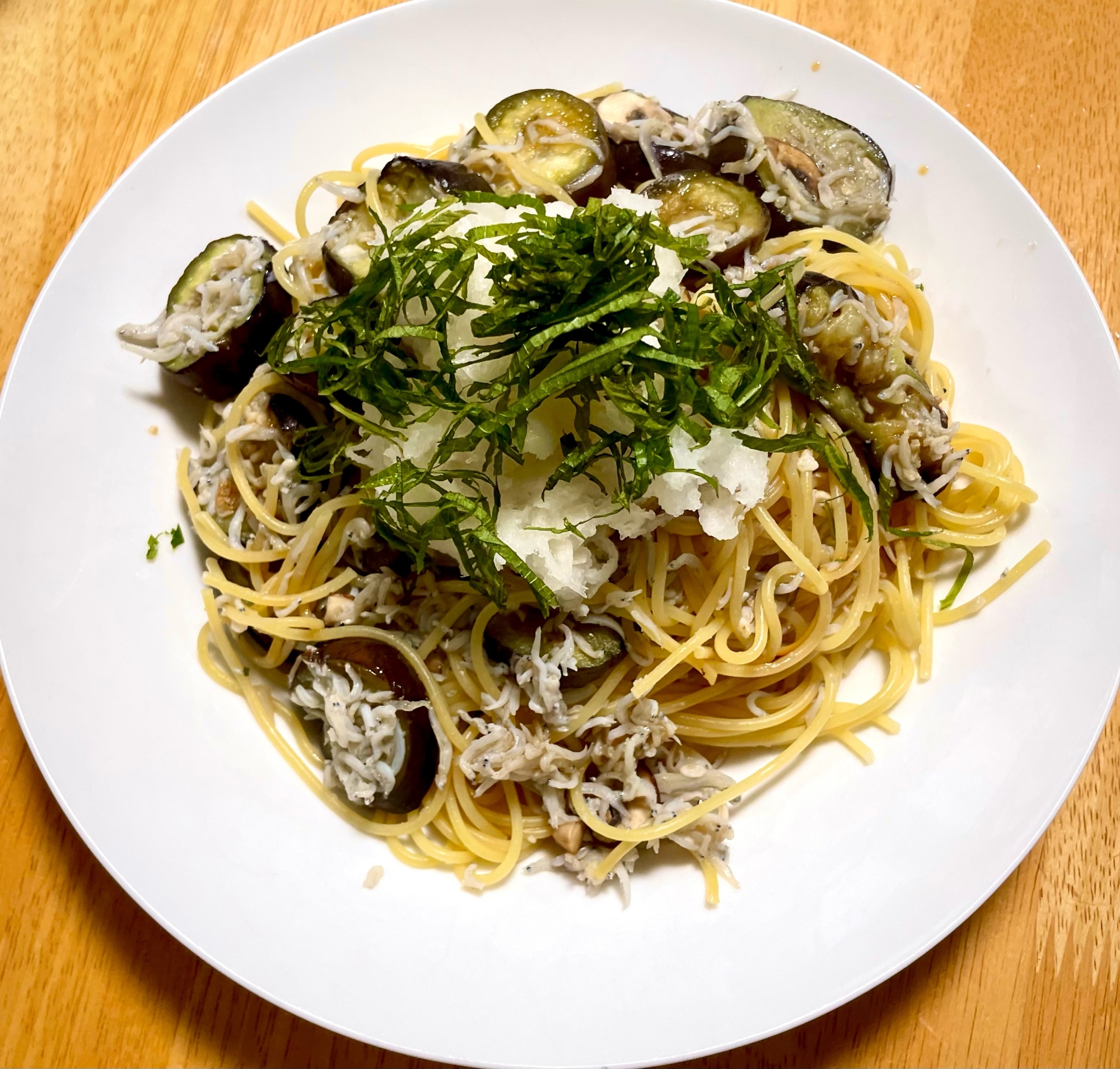 ナスとしらすの和風おろし塩麹パスタ