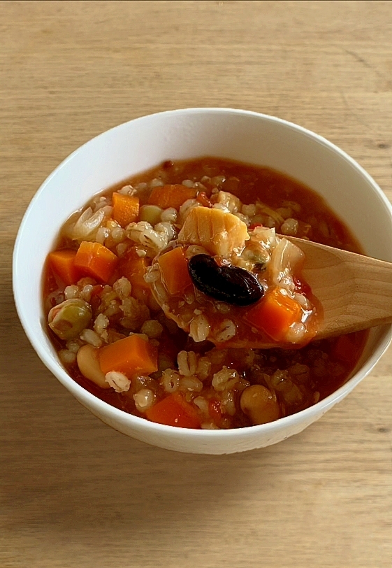 塩麹ともち麦のシーフードリゾット 炊飯器Ver.