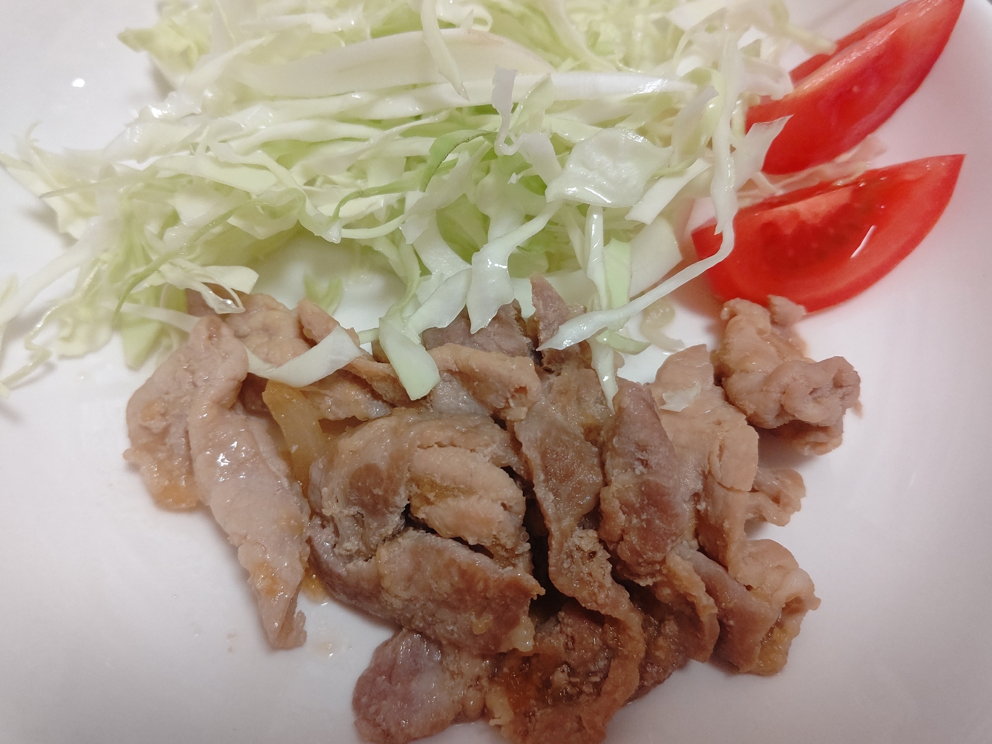 豚こま肉で豚のしょうが焼き