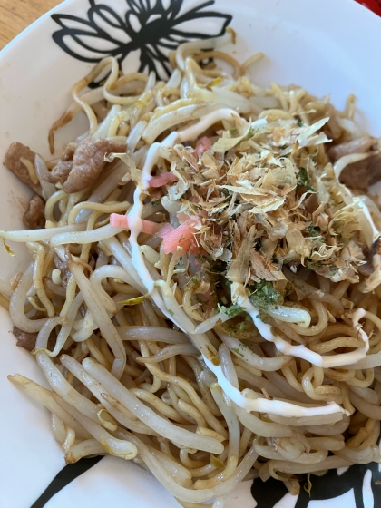 簡単！しゃきしゃきモヤシのお好み焼き風焼そば