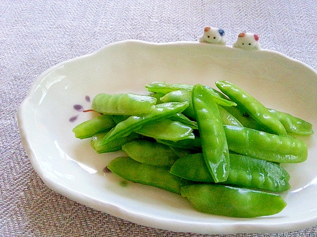 レンジで簡単♪絹さやのコンソメ煮✿