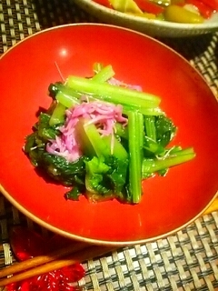 簡単低カロリー、小松菜と菊のポン酢和え