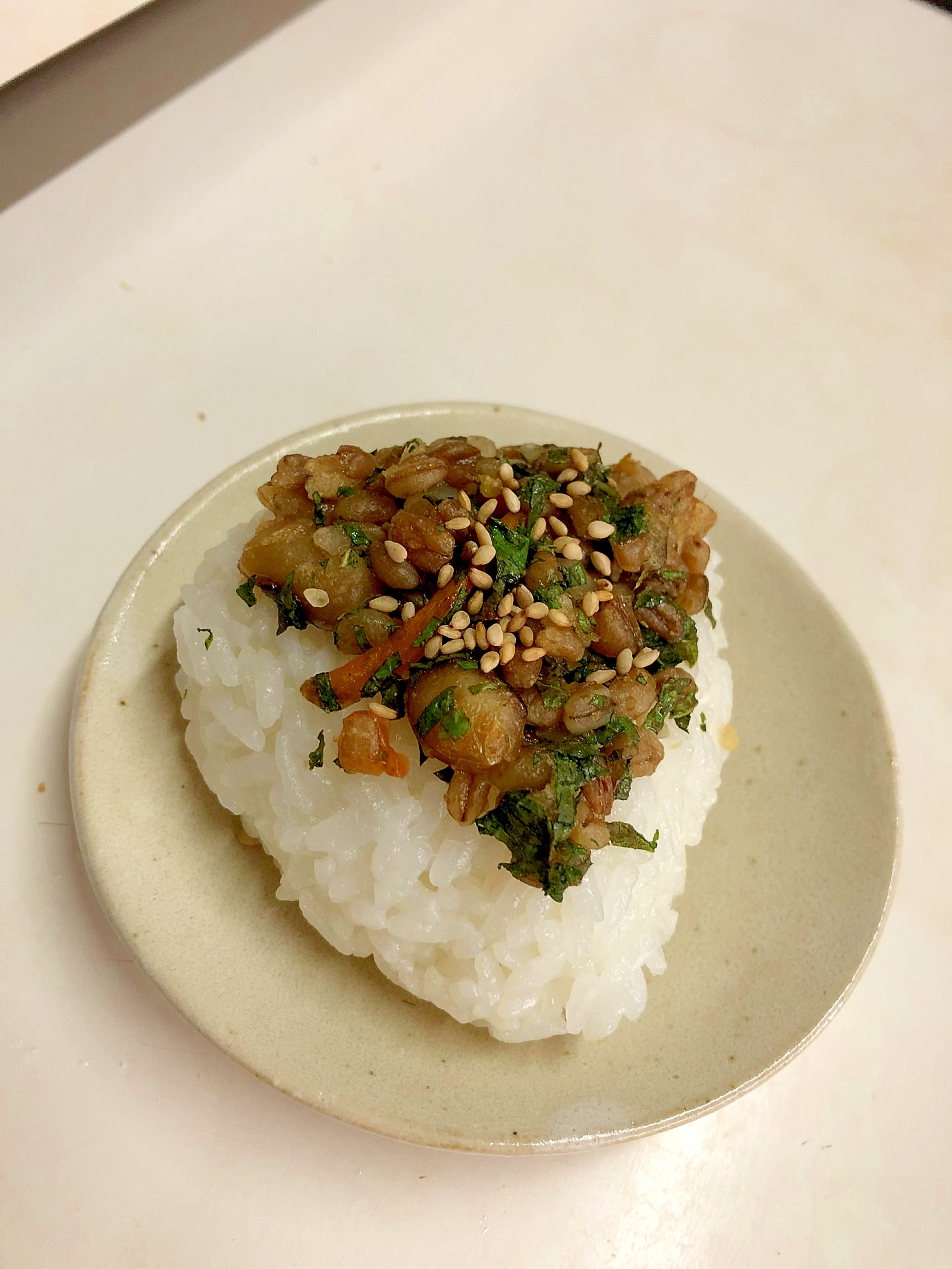 トースターで大葉金山寺焼きおにぎり