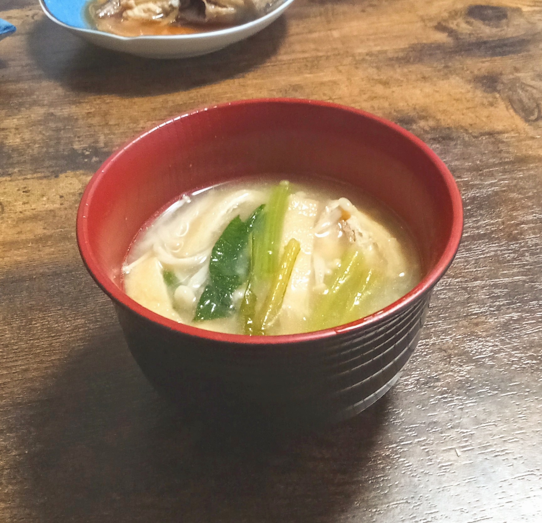 小松菜・えのき・油揚げの味噌汁〜毎日味噌汁〜