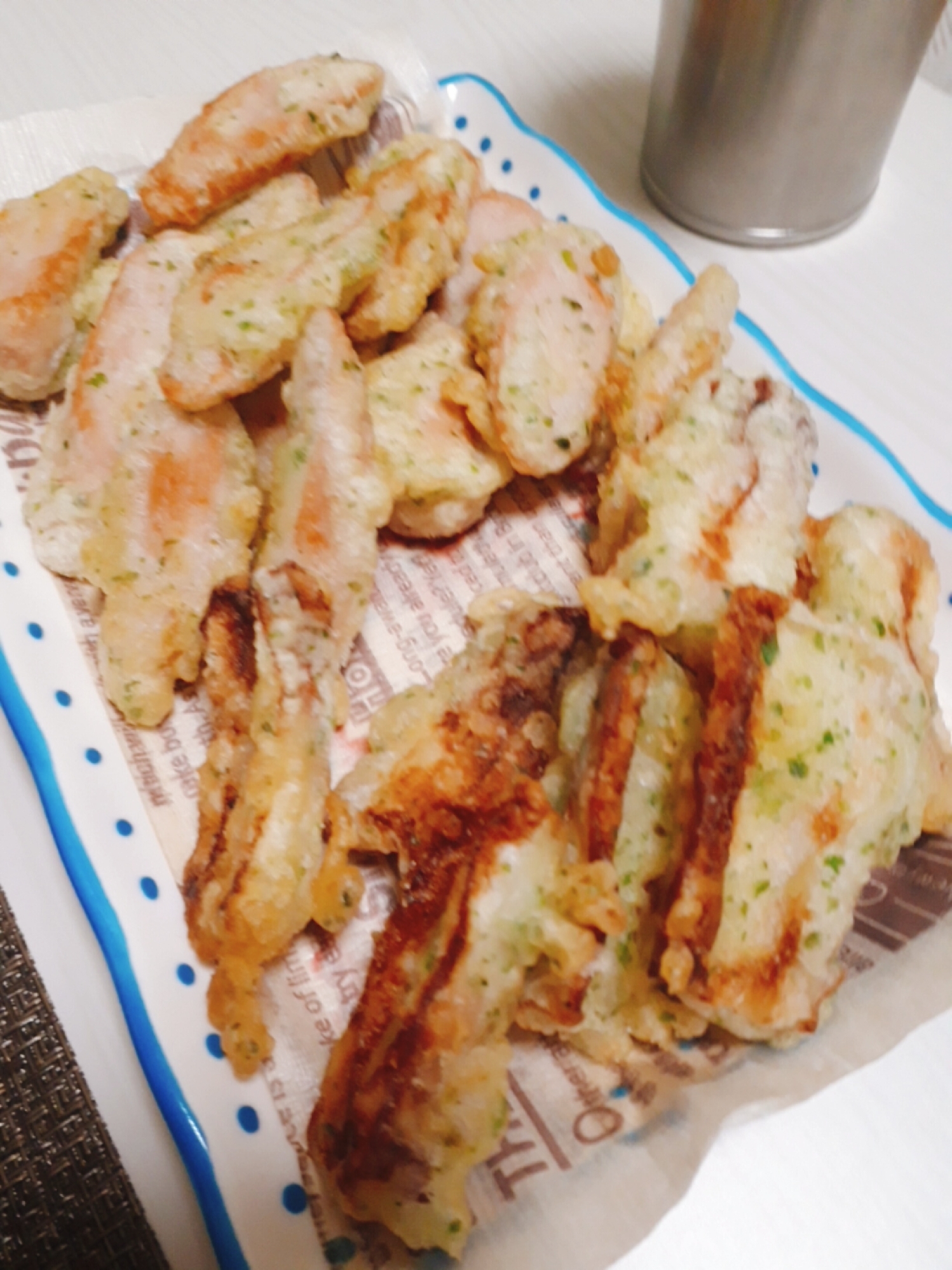 おつまみに♪ちくわと魚肉ソーセージの磯部揚げ