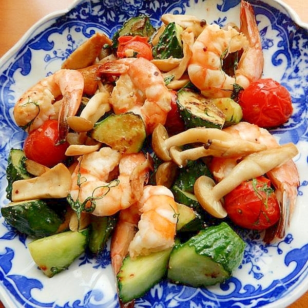 ６分！？白ワイン&ディル効果❤エビ野菜の炒め物♪