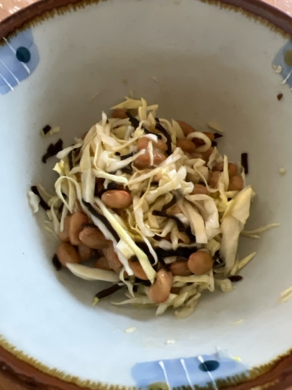 キャベツと塩昆布の納豆
