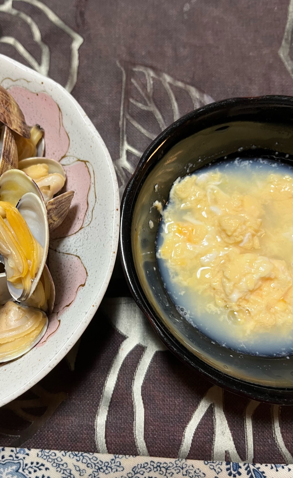 アサリの酒蒸しの蒸し汁で卵とじ