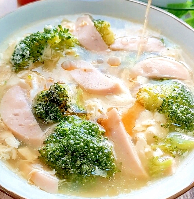 ブロッコリーの【とろとろ豆腐あんスープ】夏バテ防止