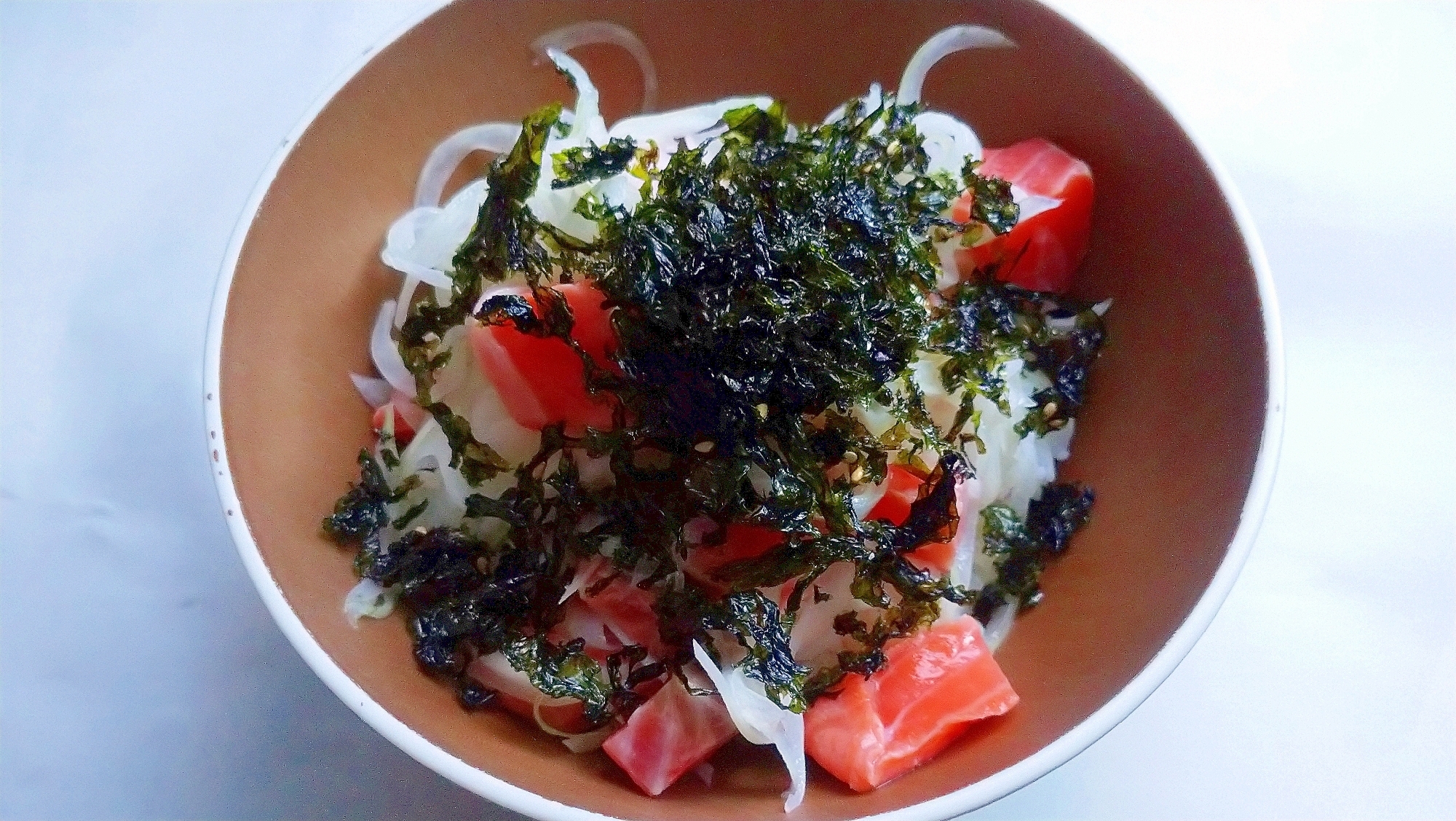 簡単サーモンと海苔丼