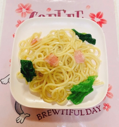 今日は、ブロックベーコンとほうれん草Deパスタ