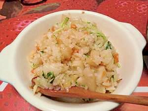 水菜とレンコンと生姜のシャキシャキ焼き飯