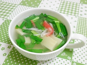 高野豆腐とニラのスープ