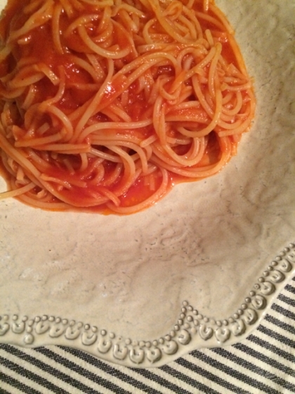 トマトピューレとケチャップの簡単パスタ