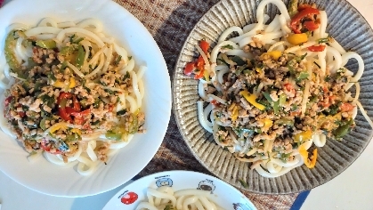 簡単！スタミナ満点！汁無し担担麺風うどん