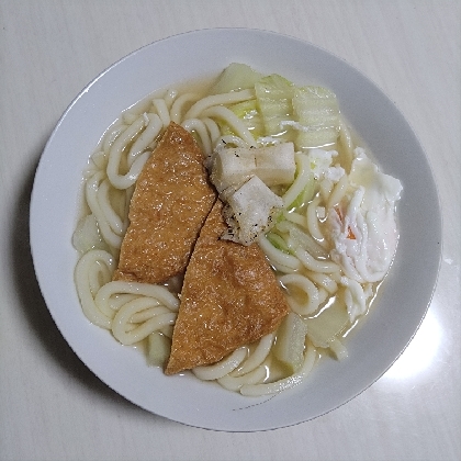 あったか(*^^*)市販の揚げと落とし卵のうどん★