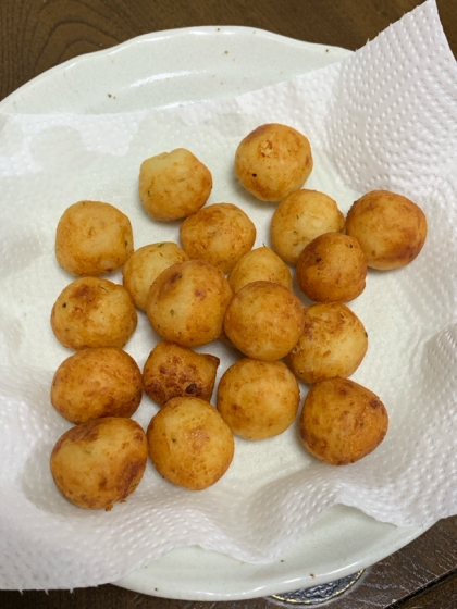 子どもと作ったので、まんまるにしました！もちもちで美味しかったです♪