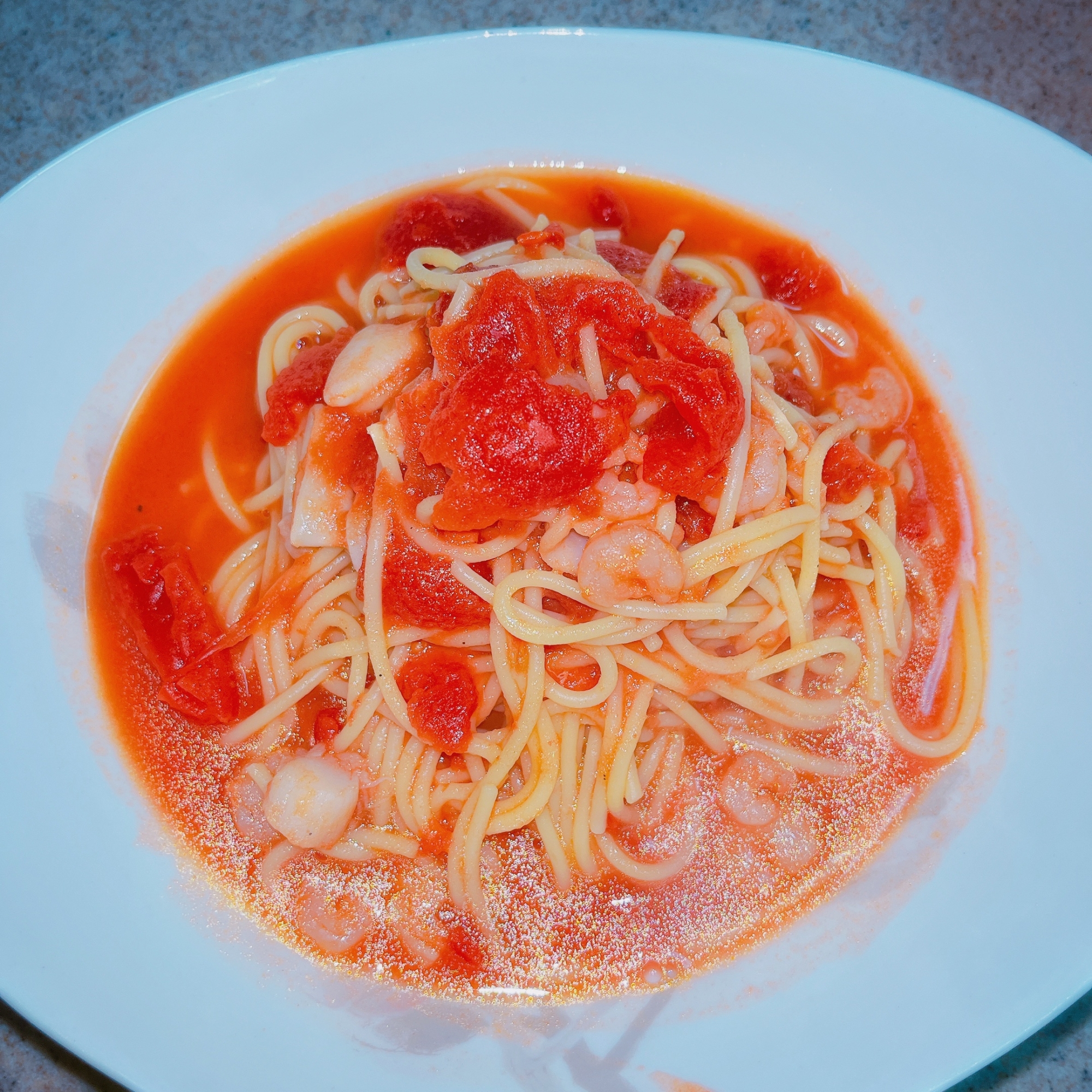 料理初心者ママが作るココス風⭐️魚介スープパスタ