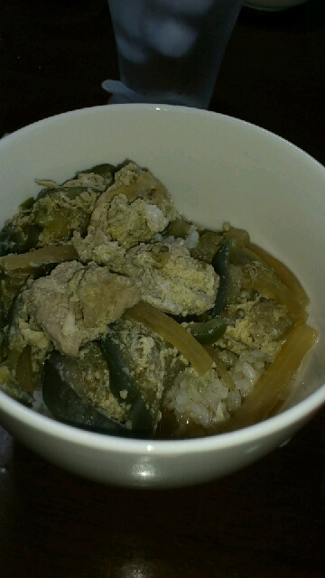 茄子で親子丼♪