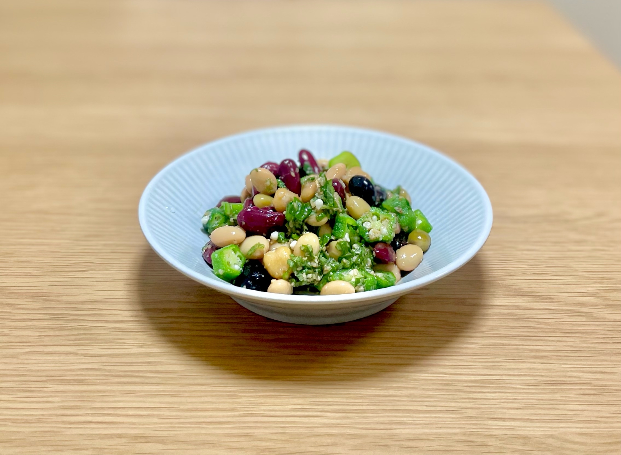 オクラとミックスビーンズの和風サラダ