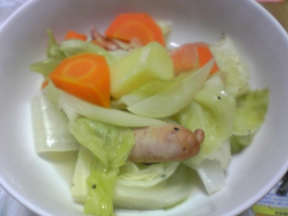 味付けがシンプルなので、野菜とウインナーの旨味がすごくおいしかったです。野菜もたくさん食べれますし、栄養満点ですね(^_-)-☆。