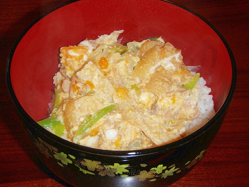 ツナと油揚げの玉子丼