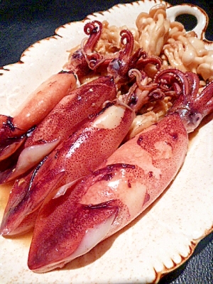 めんつゆで♪いか＆きのこのバター醤油炒め。