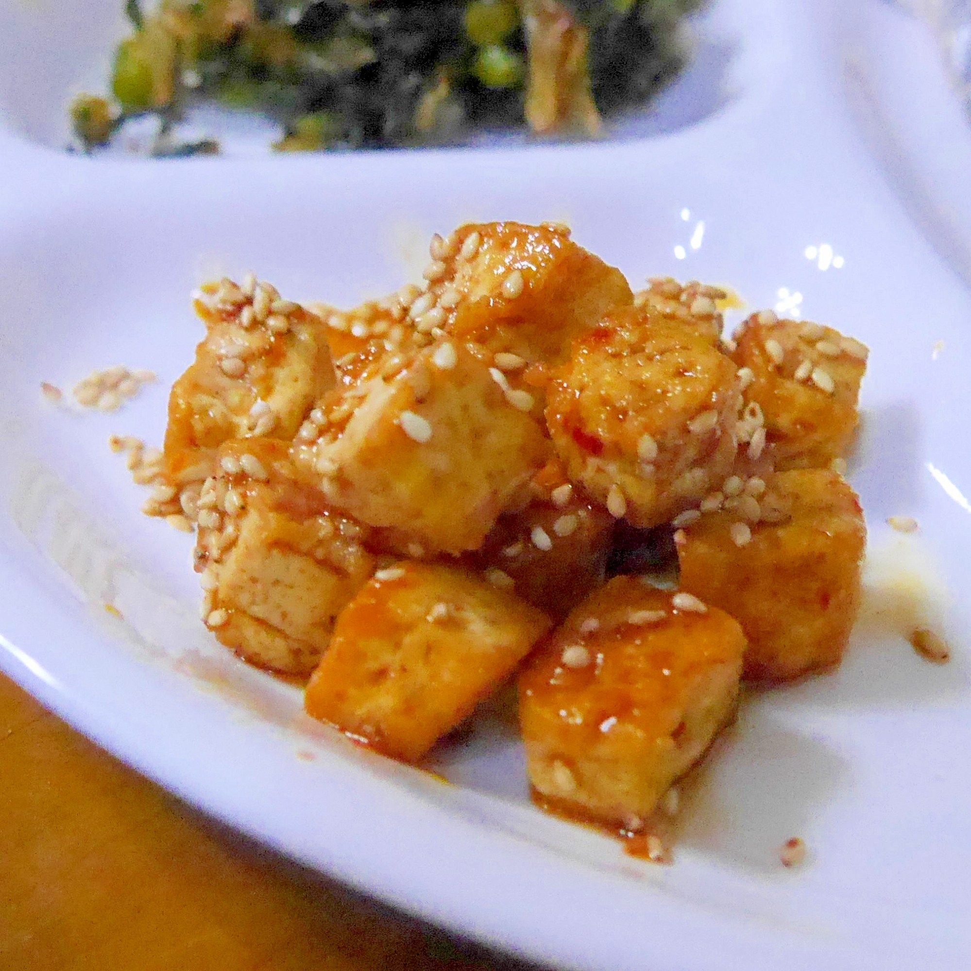 簡単!!プチ揚げ豆腐のピリ辛和え♪