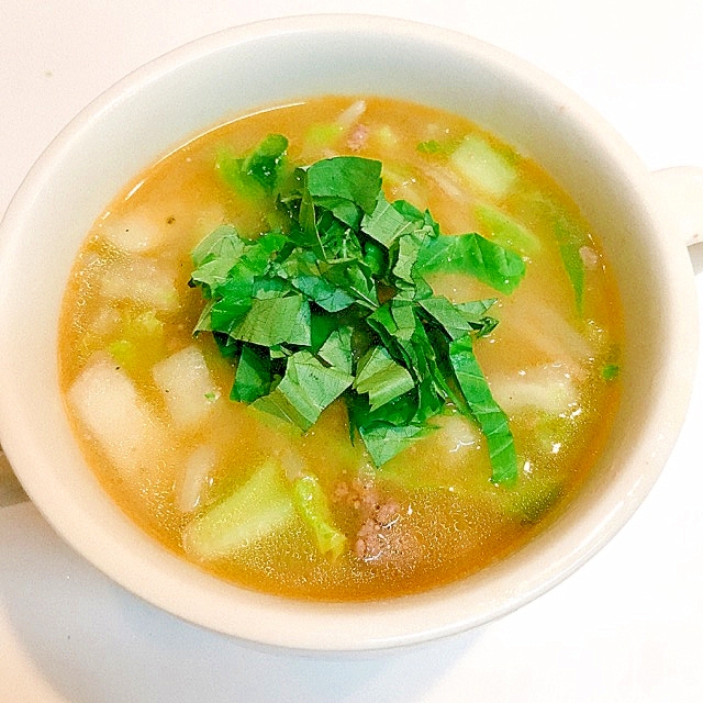 明太子パスタソースで作る☆白菜ともやしの簡単スープ