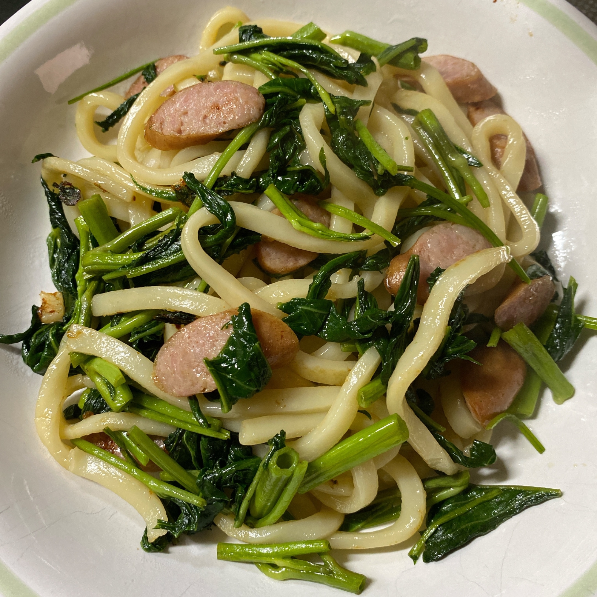 空芯菜の焼きうどん