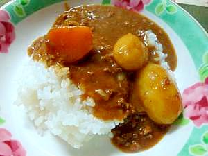 圧力鍋で　すりおろしタマネギ挽肉カレー