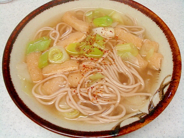 白葱とうすあけのシンプル蕎麦