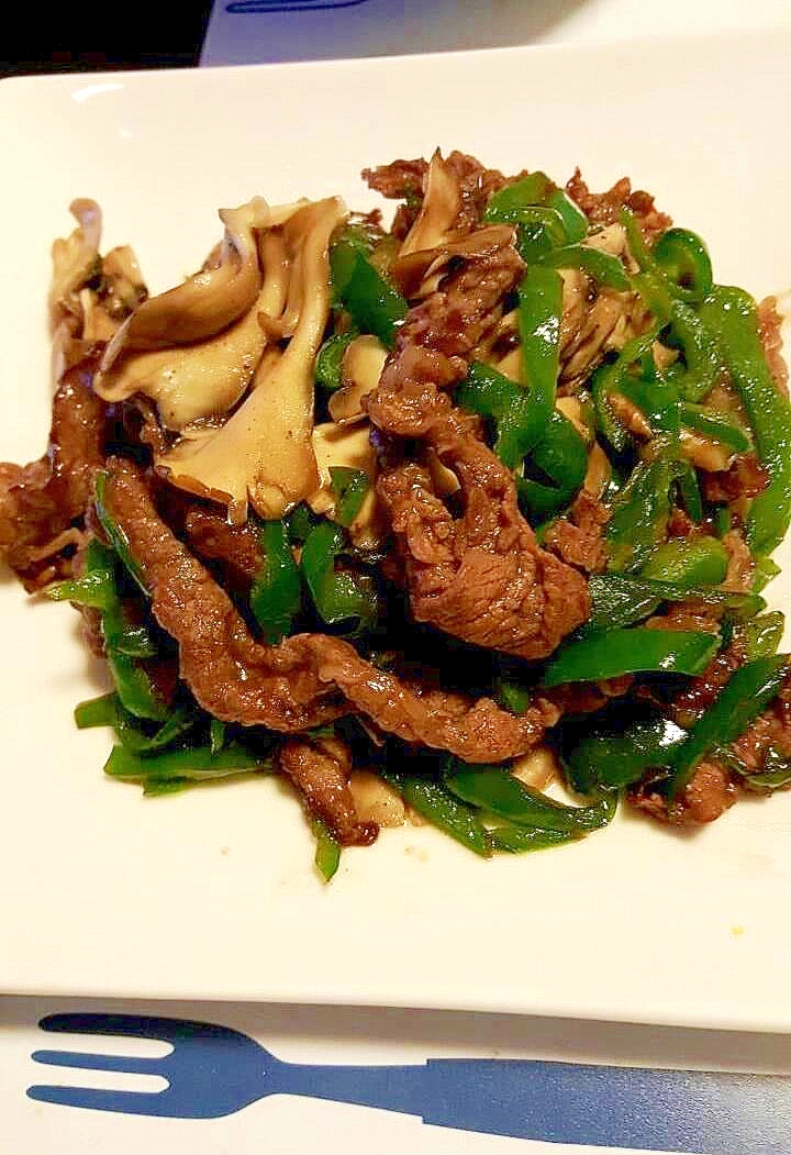牛肉と舞茸のオイスターソース炒め