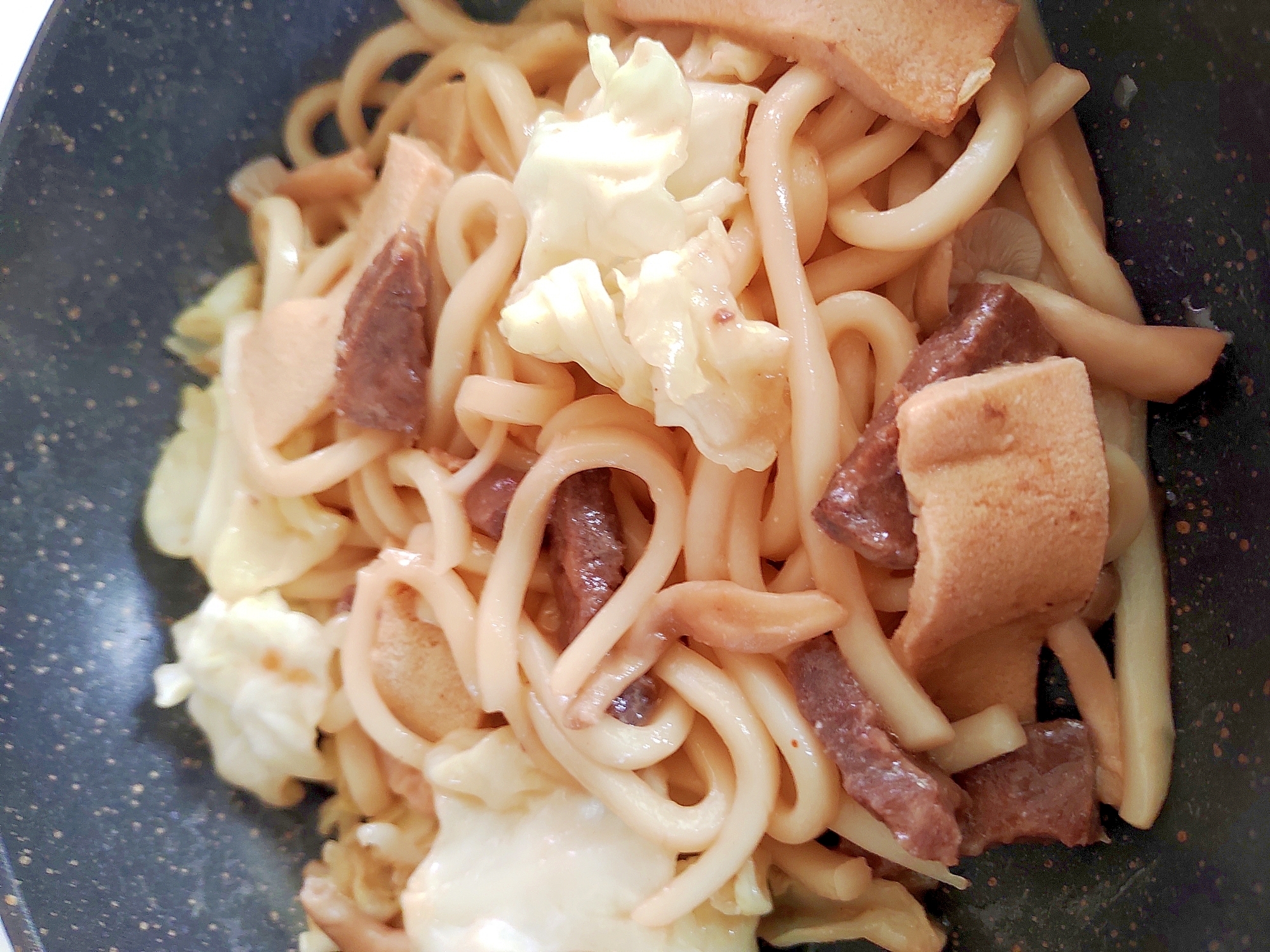 牛肉と高野豆腐の焼きうどん