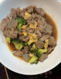 豚こま肉とブロッコリーのガーリック炒め