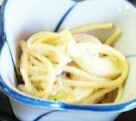 小松菜とベーコンのポン酢パスタ