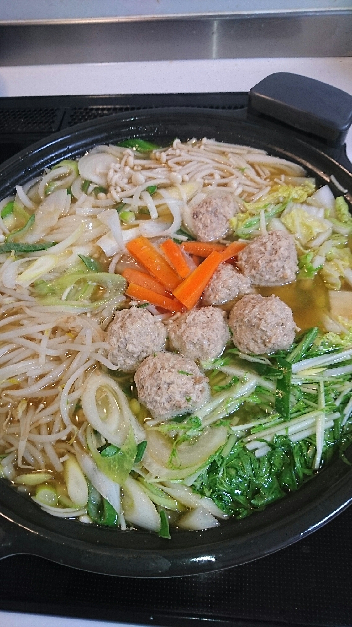 レンジで簡単に♡ ゴマ油味のチヤンコ鍋(•ө•)♡