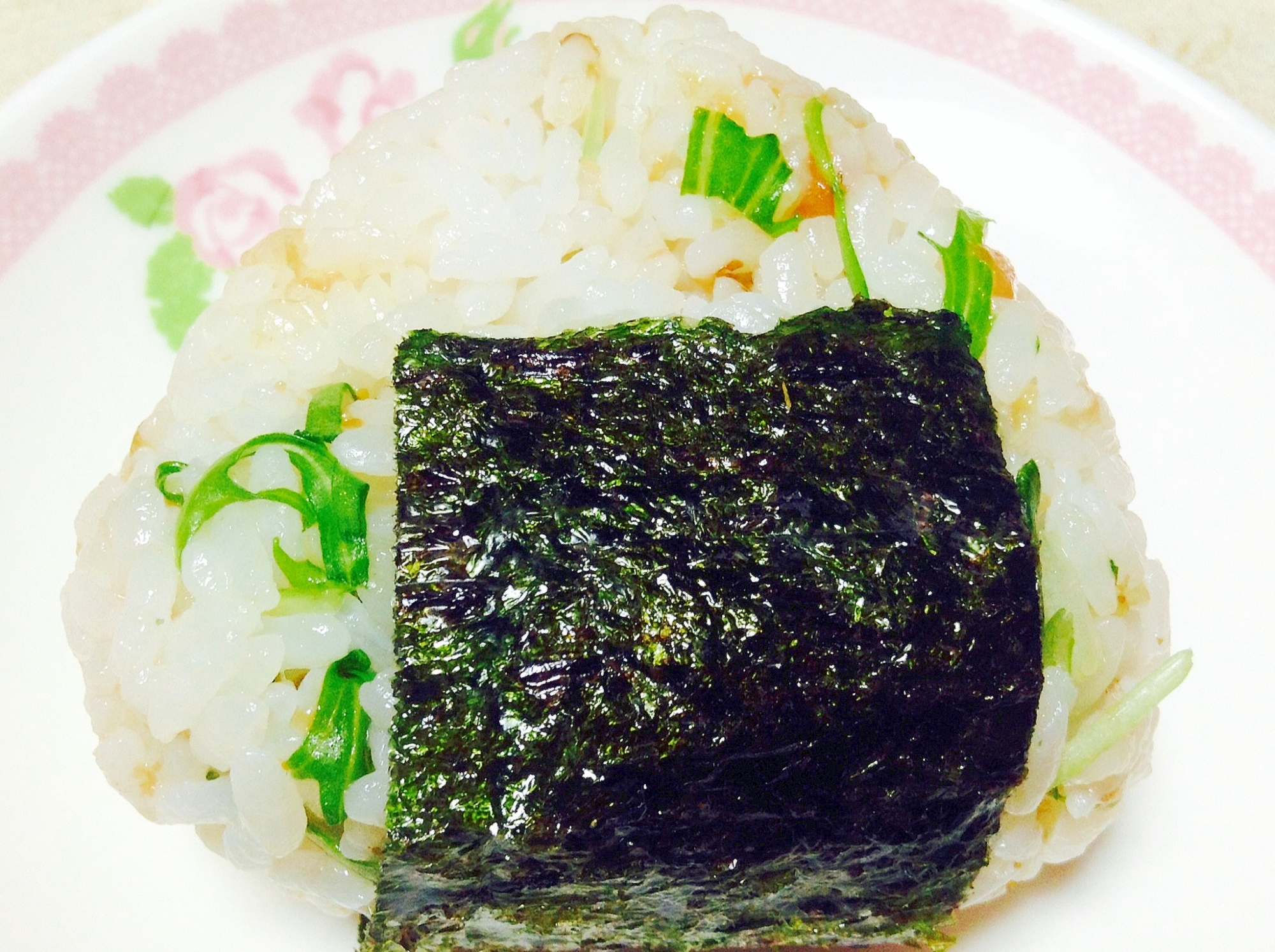 麺つゆで♡水菜＊梅干し＊鰹節＊おにぎり