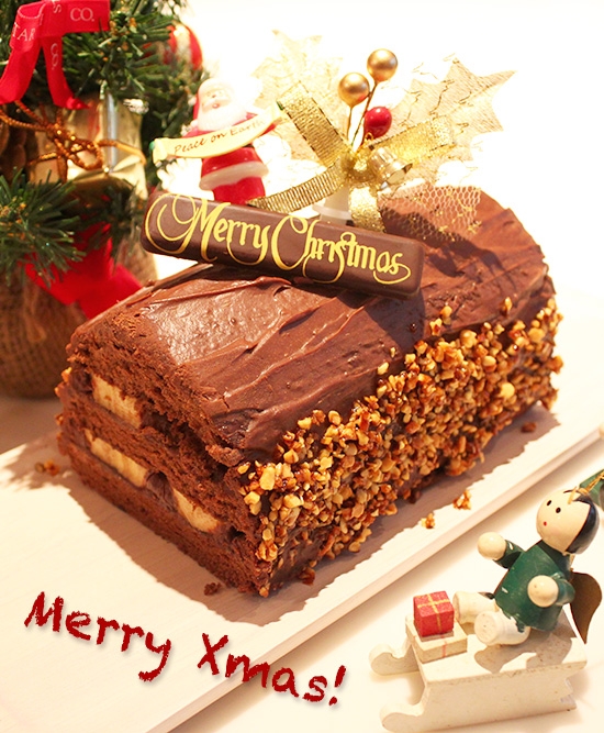 簡単だけど本格的!チョコ×バナナのブッシュドノエル